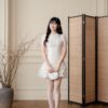Đầm cổ bèo nhún 4 tầng