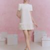 Đầm cổ tròn dáng suông chân phối tơ