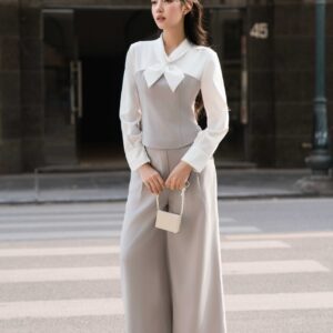 Quần ống suông thêu cạp quần